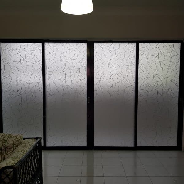 Basic Deco patterned frosted film on sliding glass doors