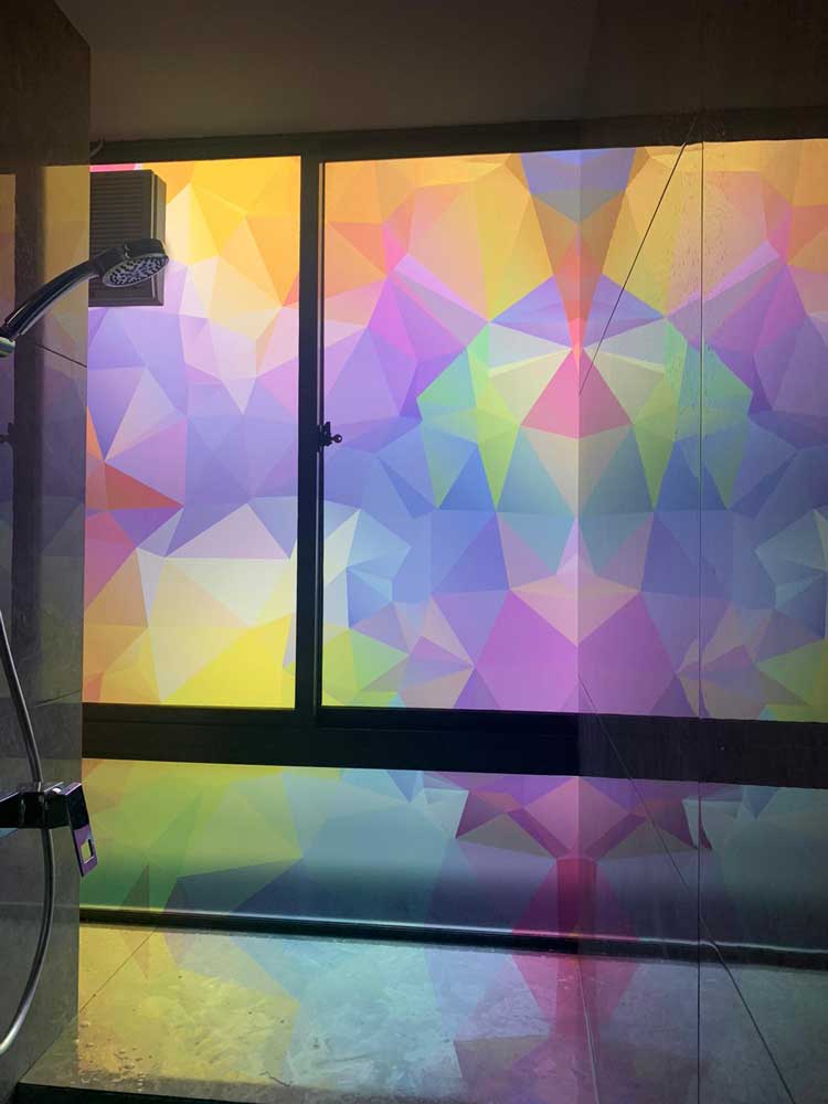 Colourful decorative film on glass