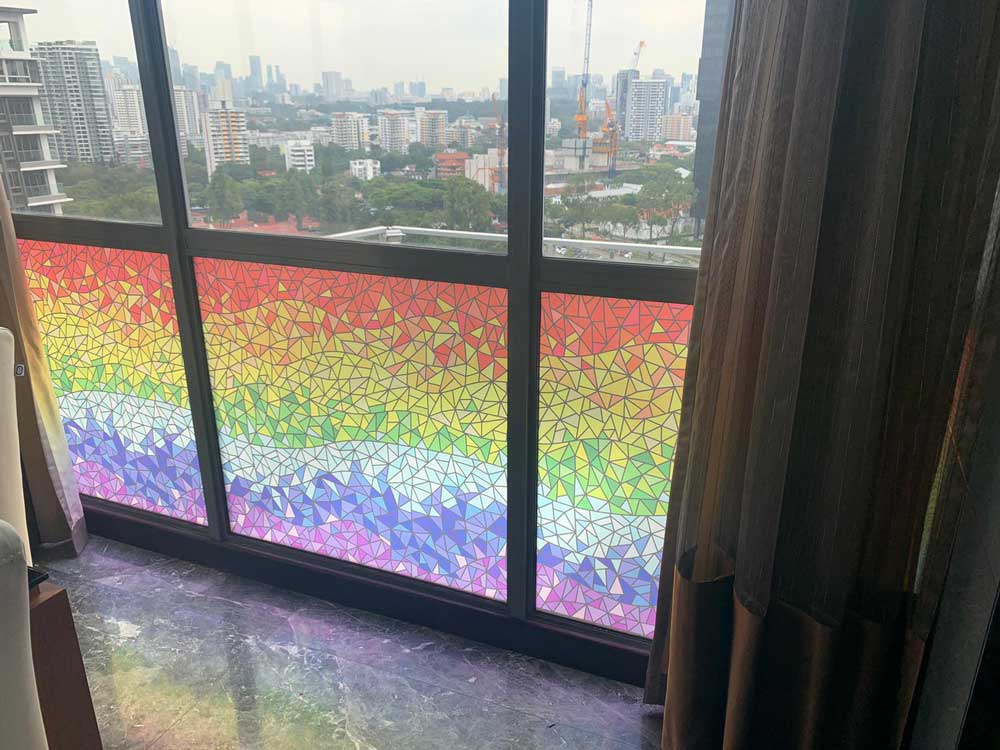 Decorative window film on residential glazing in Singapore