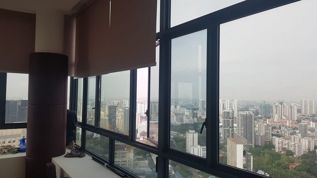 Basic Deco reflective film application on sun-facing glazing